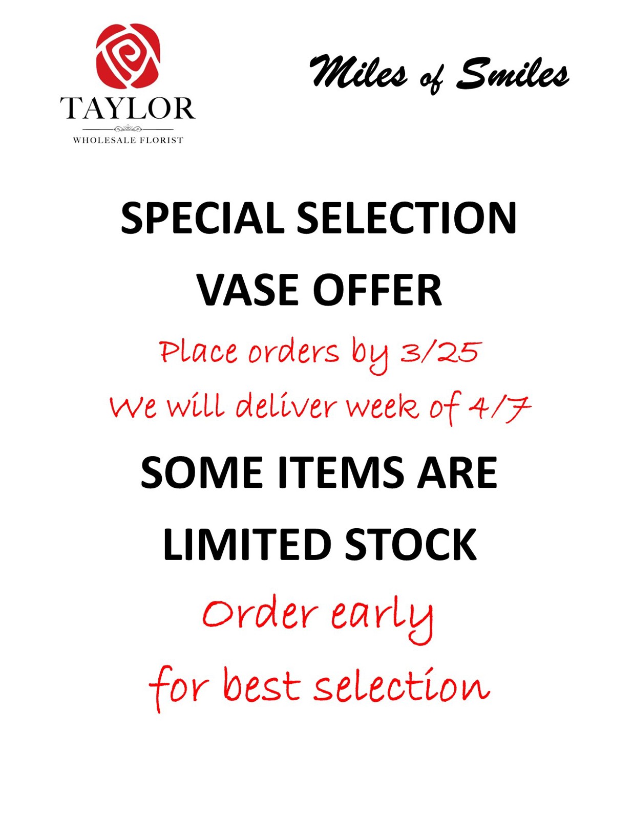 SPECIAL SELECTION VASE  OFFER